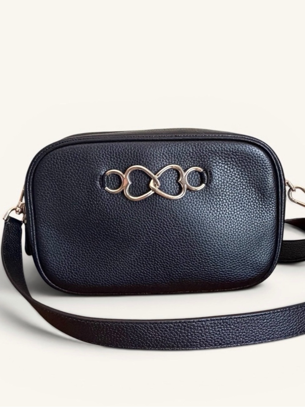 kate spade Black Pebbled Leather Camera Infinite Bag with Gold Hardware